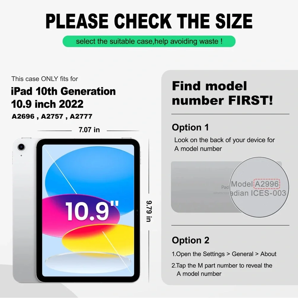 BRAND NEW SEYMAC iPad 10th Gen 10.9 Inch Case (2022) - Black - Silicone-S Series